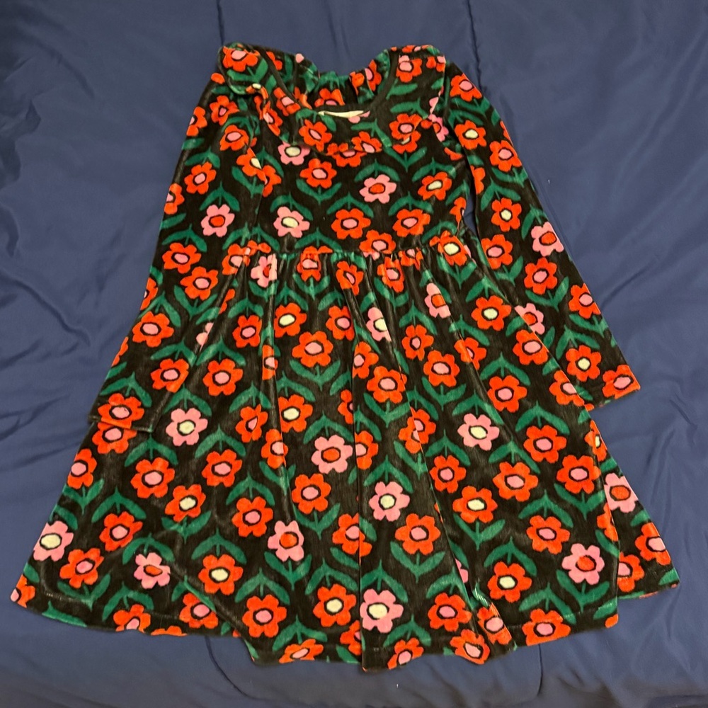EUC Hanna Andersson size 6-7 velvet collared floral dress